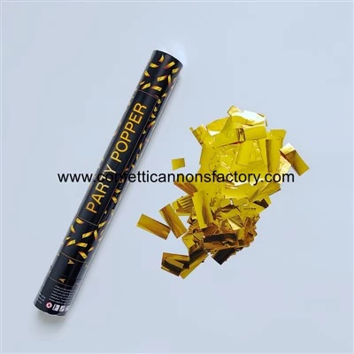 Cannone per coriandoli in lamina metallica dorata